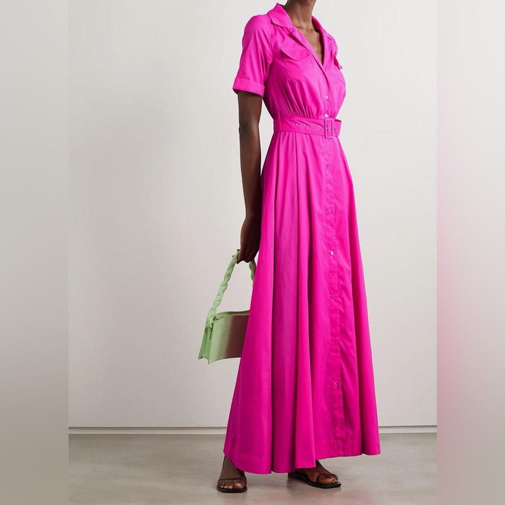 Staud Shirt Dress Millie Pink Maxi Dress Fits Size 4 BNWT - Picture 3 of 10
